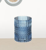 8" Crystal Glass Blue Round Table vase