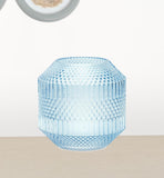 8" Crystal Glass Blue Round Table vase