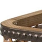 Set Of Two Brown Rectangular Solid Wood Serving Tray With Handles
