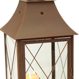 Set Of Three Brown Flameless Floor Lantern Candle Holder