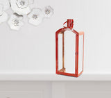 Set Of Three Red Flameless Floor Lantern Candle Holder