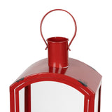 Set Of Three Red Flameless Floor Lantern Candle Holder