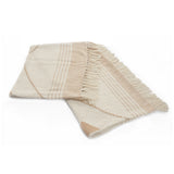 Beige Woven Cotton Striped Throw Blanket