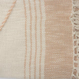 Beige Woven Cotton Striped Throw Blanket