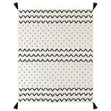 Black and White Woven Cotton Chevron Throw Blanket