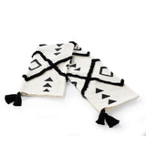 Black and White Woven Cotton Geometric Throw Blanket