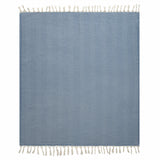 Blue Woven Cotton Herringbone Throw Blanket