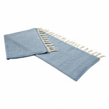 Blue Woven Cotton Herringbone Throw Blanket