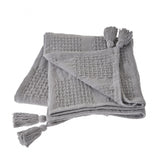 Gray Woven Cotton Solid Color Throw Blanket