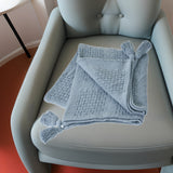 Gray Woven Cotton Solid Color Throw Blanket