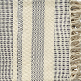 Blue and White Woven Cotton Striped Throw Blanket