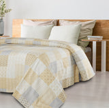 Cream Knitted Cotton Geometric Reversable Throw