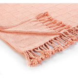 Pink Woven Cotton Solid Color Throw Blanket