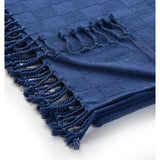 Blue Woven Cotton Solid Color Throw Blanket