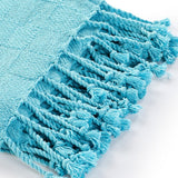 Blue Woven Cotton Solid Color Throw Blanket