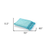 Blue Woven Cotton Solid Color Throw Blanket