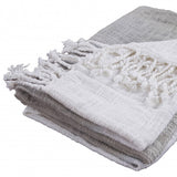 Gray and White Woven Cotton Ombre Throw Blanket