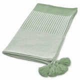 Green Woven Cotton Striped Throw Blanket