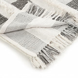 Cream Woven Cotton Herringbone Throw Blanket