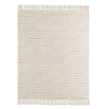 Cream Woven Cotton Striped Throw Blanket