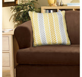 18" X 18" Green and White Chevron Cotton Zippered Pillow