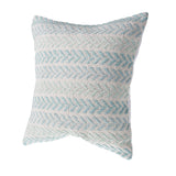 18" X 18" Light Blue And White 100% Cotton Chevron Zippered Pillow