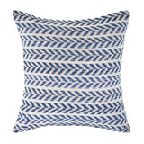 18" X 18" Blue And White 100% Cotton Chevron Zippered Pillow