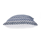 18" X 18" Blue And White 100% Cotton Chevron Zippered Pillow