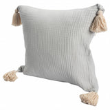 20" X 20" Gray And Beige 100% Cotton Zippered Pillow