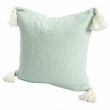 20" X 20" Green And Ivory 100% Cotton Zippered Pillow