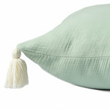 20" X 20" Green And Ivory 100% Cotton Zippered Pillow