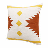 20" X 20" White Yellow And Red Orange 100% Cotton Geometric Zippered Pillow