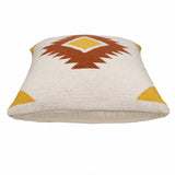 20" X 20" White Yellow And Red Orange 100% Cotton Geometric Zippered Pillow