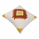 20" X 20" White Yellow And Red Orange 100% Cotton Geometric Zippered Pillow