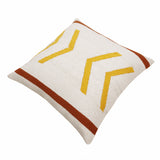 20" X 20" White Yellow And Red Orange 100% Cotton Geometric Zippered Pillow