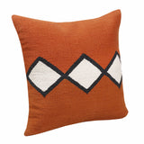 20" X 20" Orange White And Black 100% Cotton Geometric Zippered Pillow