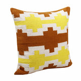 20" X 20" Adobe Orange Yellow And White 100% Cotton Geometric Zippered Pillow