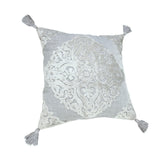 20" X 20" Silver Gray And Light Gray Viscose Zippered Pillow