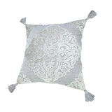 20" X 20" Silver Gray And Light Gray Viscose Zippered Pillow