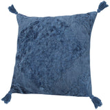 20" X 20" Blue Damask Cotton Blend Zippered Pillow With Tassels