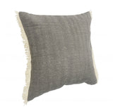 20" X 20" Gray And Ivory 100% Cotton Zippered Pillow