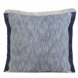 20" X 20" Blue And White 100% Cotton Geometric Zippered Pillow