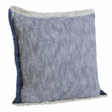20" X 20" Blue And White 100% Cotton Geometric Zippered Pillow