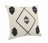 20" X 20" Cream Black And Gray 100% Cotton Geometric Zippered Pillow