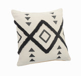 20" X 20" Cream And Black 100% Cotton Chevron Zippered Pillow