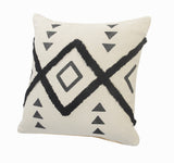 20" X 20" Cream Black And Gray 100% Cotton Geometric Zippered Pillow