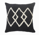 20" X 20" White And Black 100% Cotton Geometric Zippered Pillow