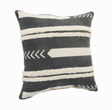 20" X 20" White And Black 100% Cotton Geometric Zippered Pillow