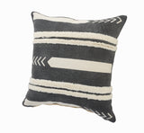 20" X 20" White And Black 100% Cotton Geometric Zippered Pillow