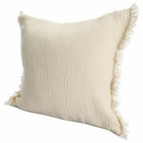 20" X 20" Cream And Beige 100% Cotton Zippered Pillow